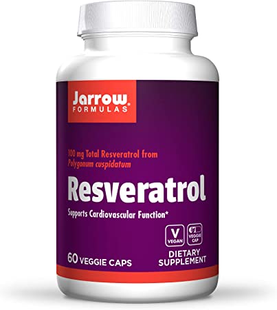 Jarrow Formulas Resveratrol, Supports Cardiovascular Function, 100mg, 60 Veggie Caps