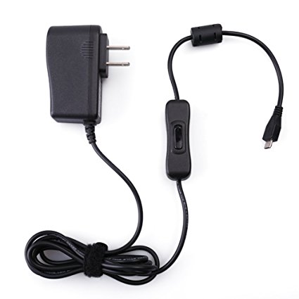 5V 2.5A Power Supply for Raspberry Pi, Samsung Galaxy Tablet by LotFancy - Micro USB DC Charger Adapter with On Off Switch