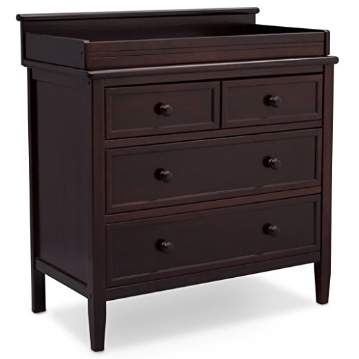 Delta Children Emery 3 Drawer Dresser with Changing Top, Dark Chocolate