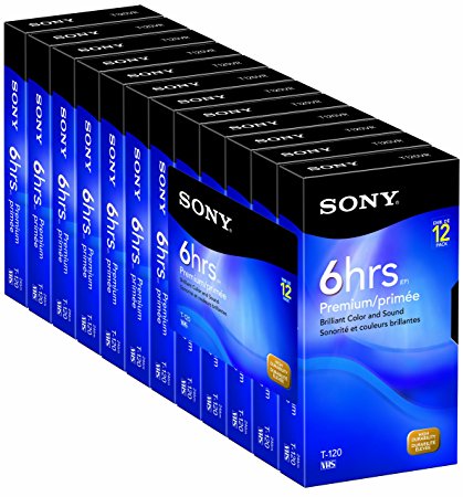 Sony 12T120VR 120-Minute Premium VHS Cassettes (12-Pack) (Discontinued by Manufacturer)