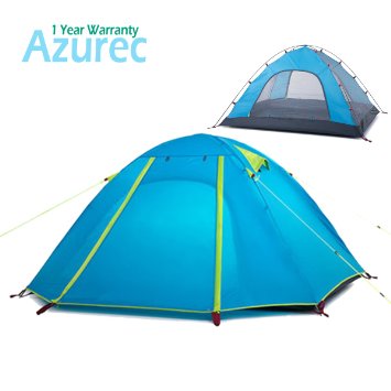 Azurec 2-3-4 Person 3 Season Double Doors Lightweight Waterproof Double Layer Backpacking Tent for Camping Hiking