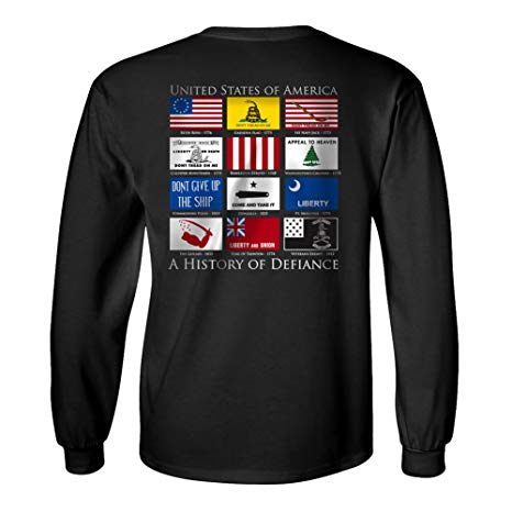 Gadsden and Culpeper Flags of Defiance Long Sleeve T-Shirt Black