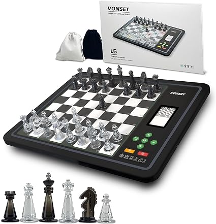 Vonset Core L6 Computer Chess Game Electronic Chess Set Computer Chess Board with LED Light Chess Computer for Adults and Kids Electronic Chess Board Travel Chess for Beginners