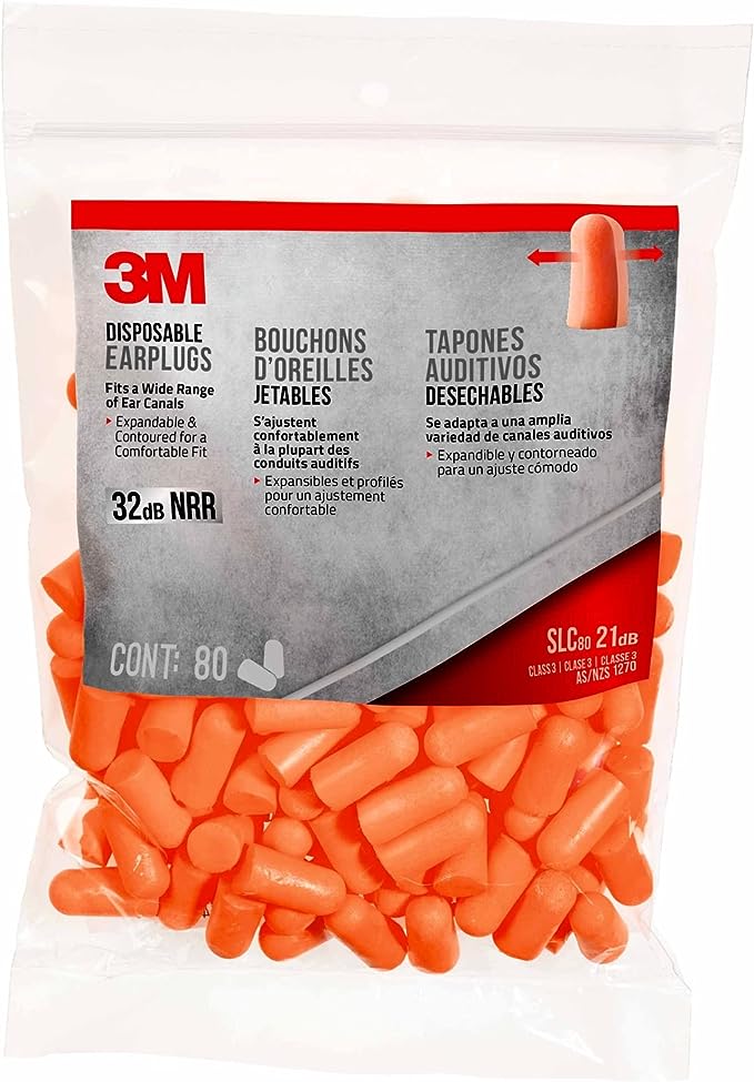 3M™ Disposable Earplugs, Orange, 92800H80-DC, 80 Pairs Per Pack