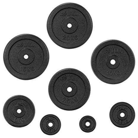 JLL Weight Plates 1" Cast Iron Weights for Dumbbell/Weight Lifting Bars - 0.5kg, 1.25kg, 2.5kg, 5kg, 7.5kg, 10kg, 15kg and 20kg in Sets of 5kg, 10kg, 15kg, 20kg and 30kg