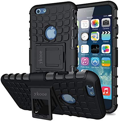 ykooe Case for iPhone 6S Phone Case, iPhone 6 Case [Heavy Duty] Tough Dual Layer Hybrid Silicon Protective Cover Armor with Kickstand for iPhone 6 / 6S (4.7")