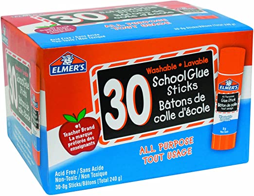 Elmer's 60556 All-purpose School Glue Sticks, 8g (0.28 Oz.) Each, 30-pack