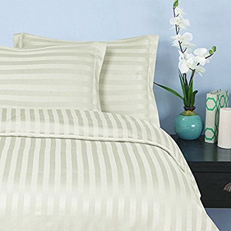 Elegant Comfort Silky-Soft 1500 Thread Count Egyptian Quality Wrinkle-Free 3-Piece Duvet Cover Set, Full/Queen, Ivory