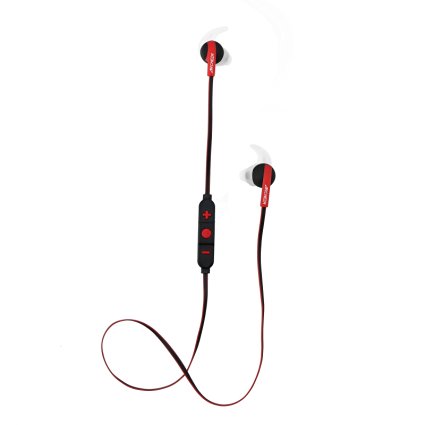 Archeer Bluetooth Headset Wireless Stereo Earphone Sweatproof In-ear Sport Earbuds with Noise Reducing Tech for Running Compatible with iPhone Samsung Android & Other Bluetooth Devices-AH09 Black&Red