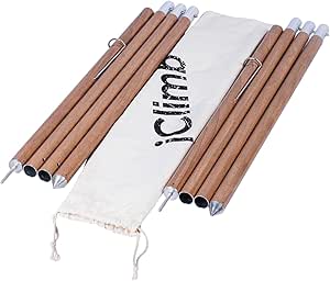 iClimb Strong Elegant Alu. Tarp Poles Set of 2 Height Adjustable with Lantern Hook and Carry Bag, Nature Color