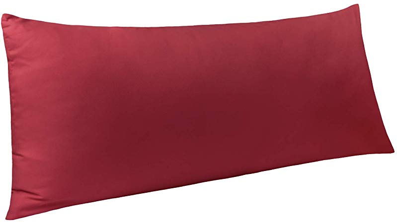 NTBAY Body Pillow Cover, Pillowcases, 100% Brushed Microfiber, Soft and Cozy, Envelope Closure, for Adults Pregnant Women, 20" x 54", Wine Red