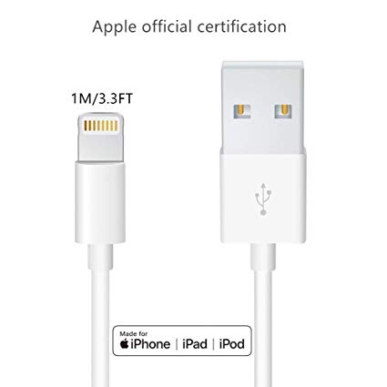 Apple iPhone/iPad Charger Cord Lightning to USB Cable[Apple MFi Certified] Compatible iPhone Xs, Xs Max, XR,X,8,7,6,6 Plus, SE, 5s,5c,5,iPad Mini/Air/Pro Original Certified (1M/3.3FT)