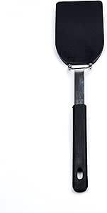 RSVP International Kitchen Tool Collection Flexible Nylon Spatula, Stainless Steel Handle, 12x2.75", Black