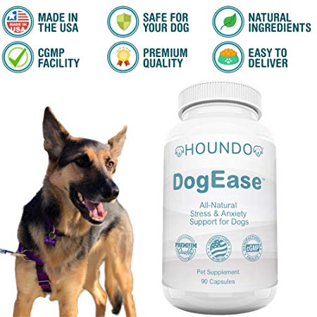 DogEase All-Natural Separation Anxiety Relief For Dogs Made In The USA with Ashwagandha, Chamomile, and L-Theanine - Safe, Effective, and Veterinarian Approved For Fast and Long-Term Anxiety Relief