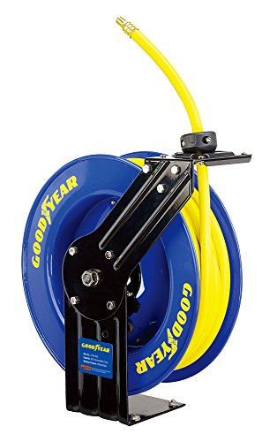 Goodyear L815153G Steel Retractable Air Compressor/Water Hose Reel with 3/8 in. x 50 ft. Rubber Hose, Max. 300PSI