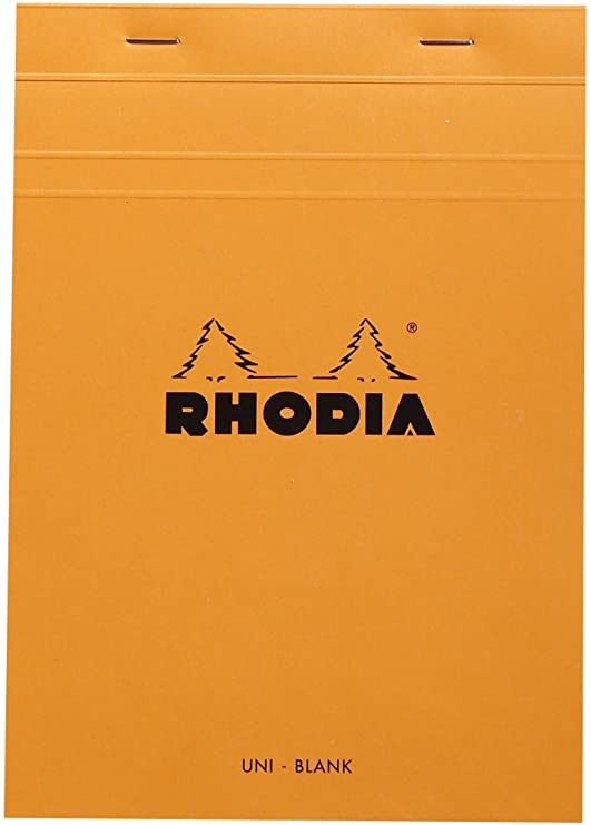 Rhodia Head Stapled Pad, No16 A5, Plain - Orange