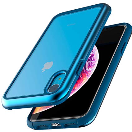 ZUSLAB Iron Shield Designed for iPhone XR Case Transparent Hard Clear Back Cover - Blue