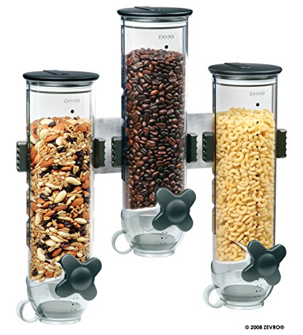 Zevro KCH-06139 Indispensable SmartSpace Wall Mount Triple Dry-Food Dispenser