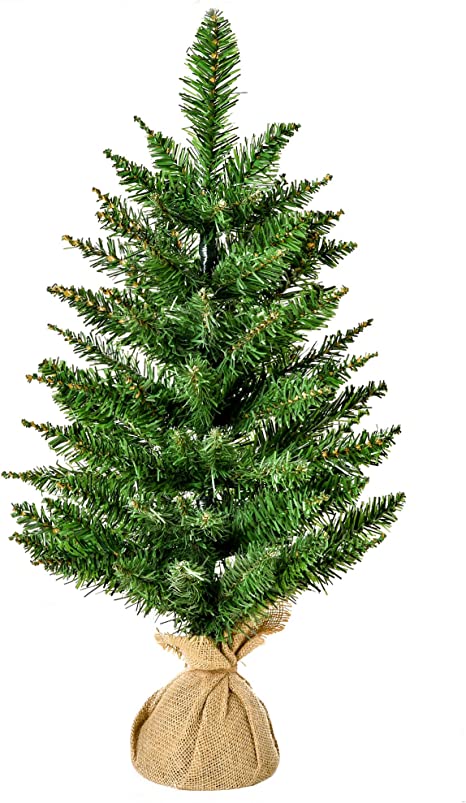 HOMCOM Árbol de Navidad Artificial 60 cm con 70 Ramas Ignífugas y Base de Cemento Decoración Navideña para Mesa Escritorio Oficina Ø35x60 cm Verde