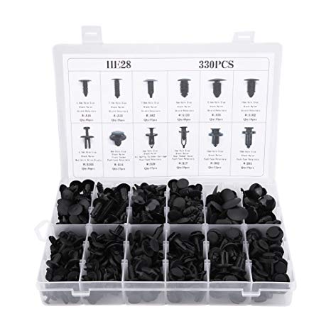 Hlyjoon Plastic Fastener 330Pcs Car Body Push Pin Trim Rivet Kit 12 Sizes Assorted Fixed Clamp Fasteners Retainer Clips for GM Ford Toyota Honda