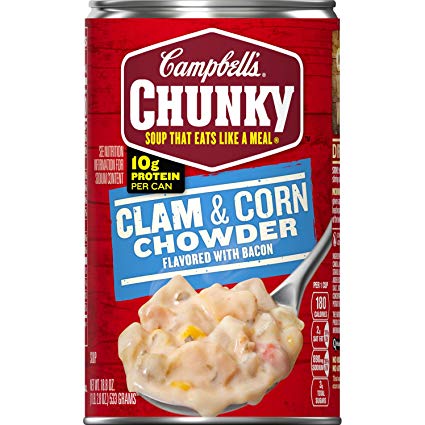 Campbell's Chunky Clam & Corn Chowder with Bacon, 18.8 oz. Can