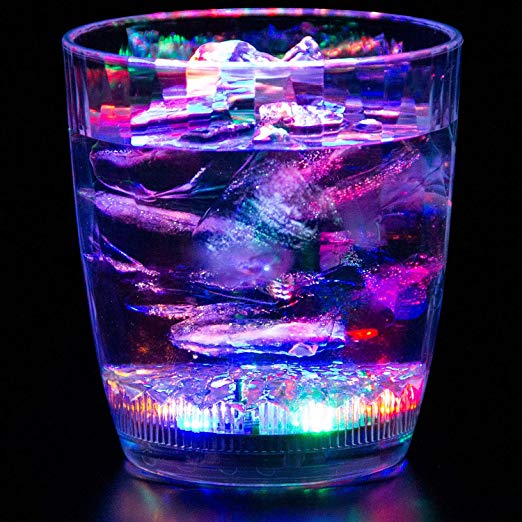 Liquid Activated Multicolor LED Lowball Glass ~ Fun Light Up Drinking Tumbler - 10 oz.