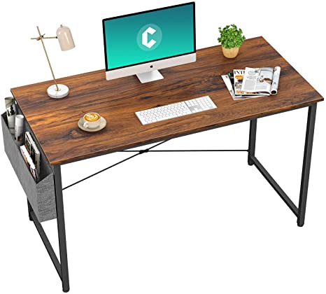 Cubiker Computer Desk 47" Home Office Writing Study Desk, Modern Simple Style Laptop Table with Storage Bag, Dark Rustic