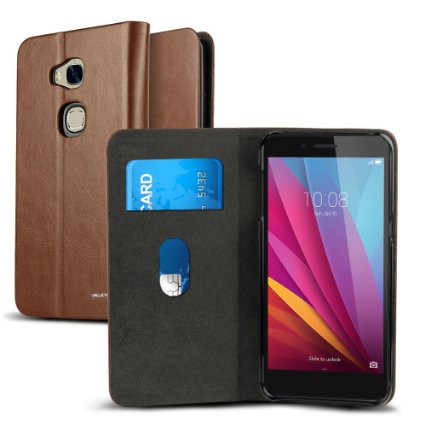 Honor 5X Case, VALKYRIE Huawei Honor 5X Flip Slim Wallet Case For Huawei Honor 5X with Card Slot Flip Cover and Stand Feature - Brown