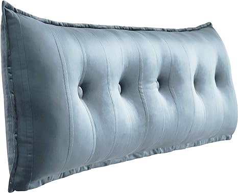 WOWMAX Rectangular Headboard Pillow Bolster Pillow for Bed Back Rest Pillow for Sitting in Bed Daybed Pillows Back Support Pillow for Bed Reading Pillow Velvet Grey Queen