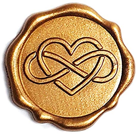 Infinity Heart Adhesive Wax Seal Stickers 25Pk - Pre-Made from Real Sealing Wax (Gold)