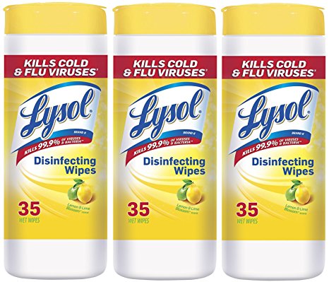 Lysol Disinfecting Wipes Value Pack, Lemon & Lime Blossom, 105 Wipes (3 Packs of 35 Wipes)