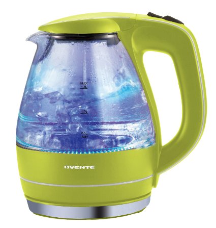Ovente KG83G 1.5 Liter BPA Free Glass Cordless Electric Kettle, Green