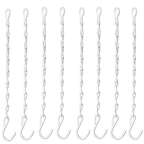 GrayBunny GB-6877W8 Hanging Chain, 9.5 Inch, 8-Pack, White, For Bird Feeders, Planters, Fixtures, Lanterns, Suet Baskets, Wind Chimes and More! Outdoor / Indoor Use…