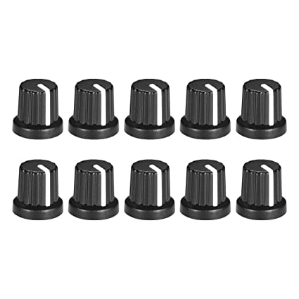 uxcell 10Pcs 6mm Shaft Hole Knob for Speaker Effect Pedal Amplifier Black Potentiometer Knob White Mark