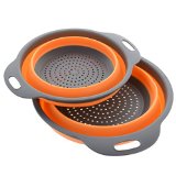 Kitchen Maestro Collapsible Silicone ColanderStrainer Includes 2 Sizes 8 and 95 inch
