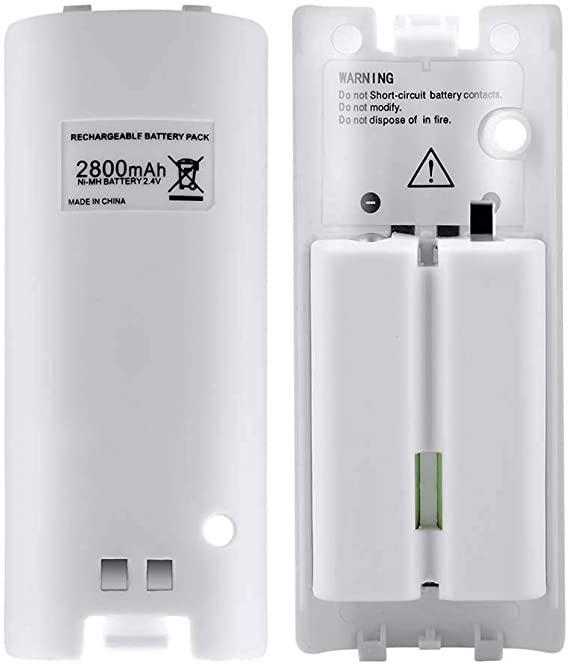 NIFERY Wii Remote Batteries Rechargeable, 2 Pack 2800mAh Rechargeable Batteries for Wii/Wii U Remote Controller (White)