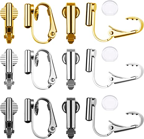 30 Pieces Clip-on Earrings Converter Components with Post for Non-Pierced Ears 3 Colors and Comfort Earring Pads