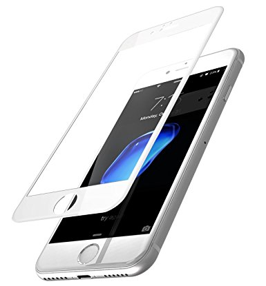 TOZO for iPhone 8 Screen Protector Glass [ 3D Full Frame ] Technology Premium Tempered 9H Hardness 2.5D PET [Soft Edge Hybrid] Super Easy Apply 4.7 inch [White]