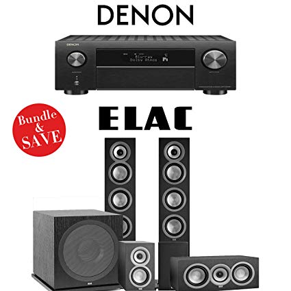 Elac Uni-Fi UF5 5.1-Ch Home Theater Speaker System with Denon AVR-X4500H 9.2-Channel 4K Network A/V Receiver