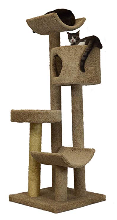 Molly and Friends "Fluffy's Favorite Premium Handmade 4-Tier Cat Tree with Sisal, Model 3L23, Beige