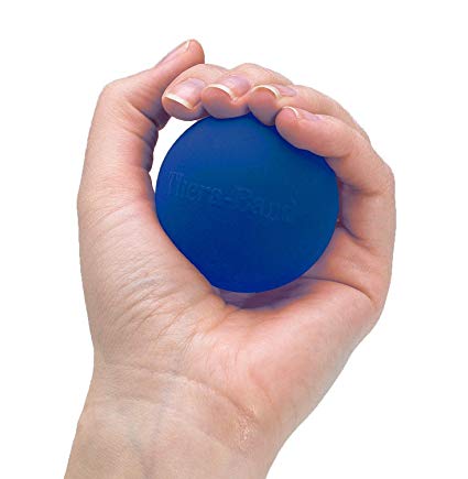 TheraBand Hand Exerciser, Stress Ball for Hand, Wrist, Finger, Forearm, Grip Strengthening & Therapy, Squeeze Ball to Increase Hand Flexibility & Relieve Joint Pain, Blue, Firm
