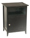 Winsome Wood End TableNight Stand with Door and Shelf Black