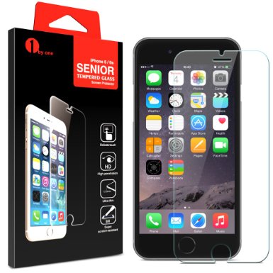 1byone Ultra-Clear High Definition (HD) Glass Screen Protector for iPhone 6 / 6s with 9H Hardness and Easy Installation