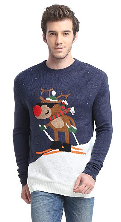 Daisysboutique Men's Holiday Reindeer Snowman Santa Snowflakes Sweater