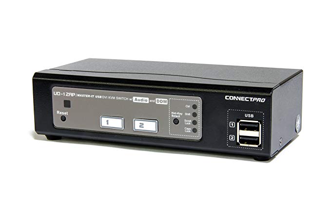 ConnectPRO UD-12AP High Definition Single Monitor Video USB Audio DVI KVM w/DDM & Multi-hotkey (UD-12AP-KIT-06)