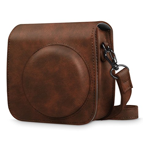 Fintie Protective Case for Fujifilm Instax Mini 8 / 8  Instant Camera - Premium Vegan Leather Bag Cover with Removable Strap, Vintage Brown