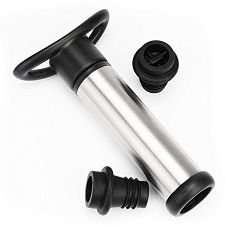 Stainless Steel Wine Vacuum Pump with 2 Vacuum Bottle Stoppers