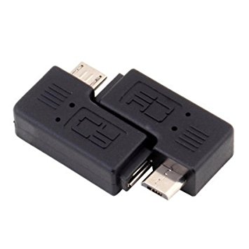 Inovat 1 Pair Right Left Angle Micro USB Male 90 Degree USB Male to Micro Female Plug Adapters