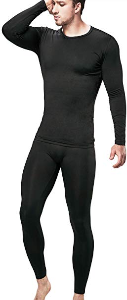 DEVOPS Men's Thermal Wintergear Heat-Chain Microfiber Fleece Underwear Baselayer Top & Bottom (Long Johns) Set