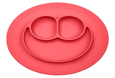 ezpz Mini Mat - One-piece silicone placemat   plate (Coral)